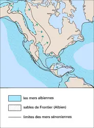Amérique du Nord et centrale au Crétacé supérieur - crédits : Encyclopædia Universalis France