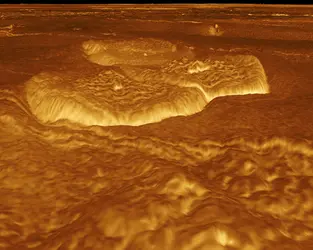 Vénus : «pancakes» sur Alpha Regio - crédits : Courtesy NASA / Jet Propulsion Laboratory