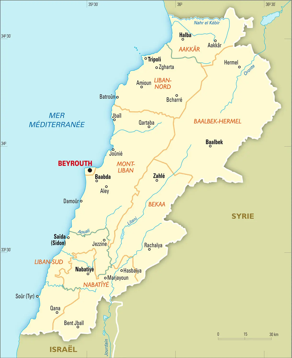 Liban : carte administrative