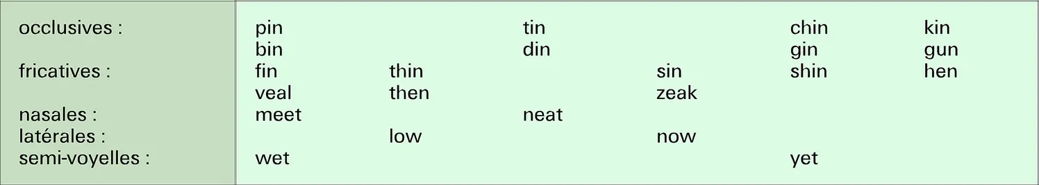 Consonnes en position initiale de mots