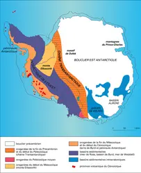 Structure géologique de l'Antarctique - crédits : Encyclopædia Universalis France