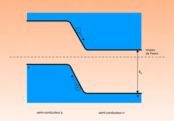 Jonction n-p à l'équilibre à l'obscurité - crédits : Encyclopædia Universalis France
