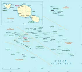 Polynésie française [France] : carte administrative - crédits : Encyclopædia Universalis France
