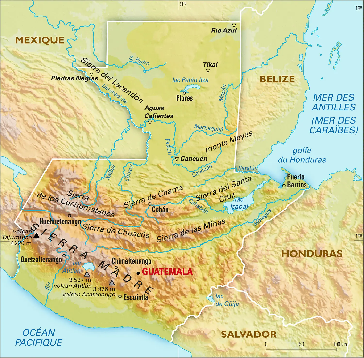 Guatemala : carte physique