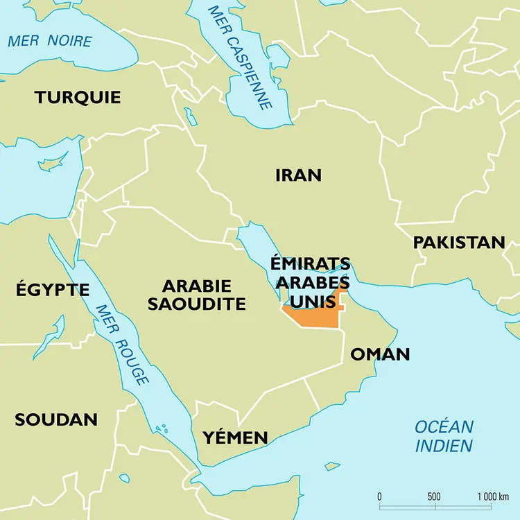 Émirats arabes unis : carte de situation