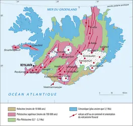 Carte géologique de l'Islande - crédits : Encyclopædia Universalis France