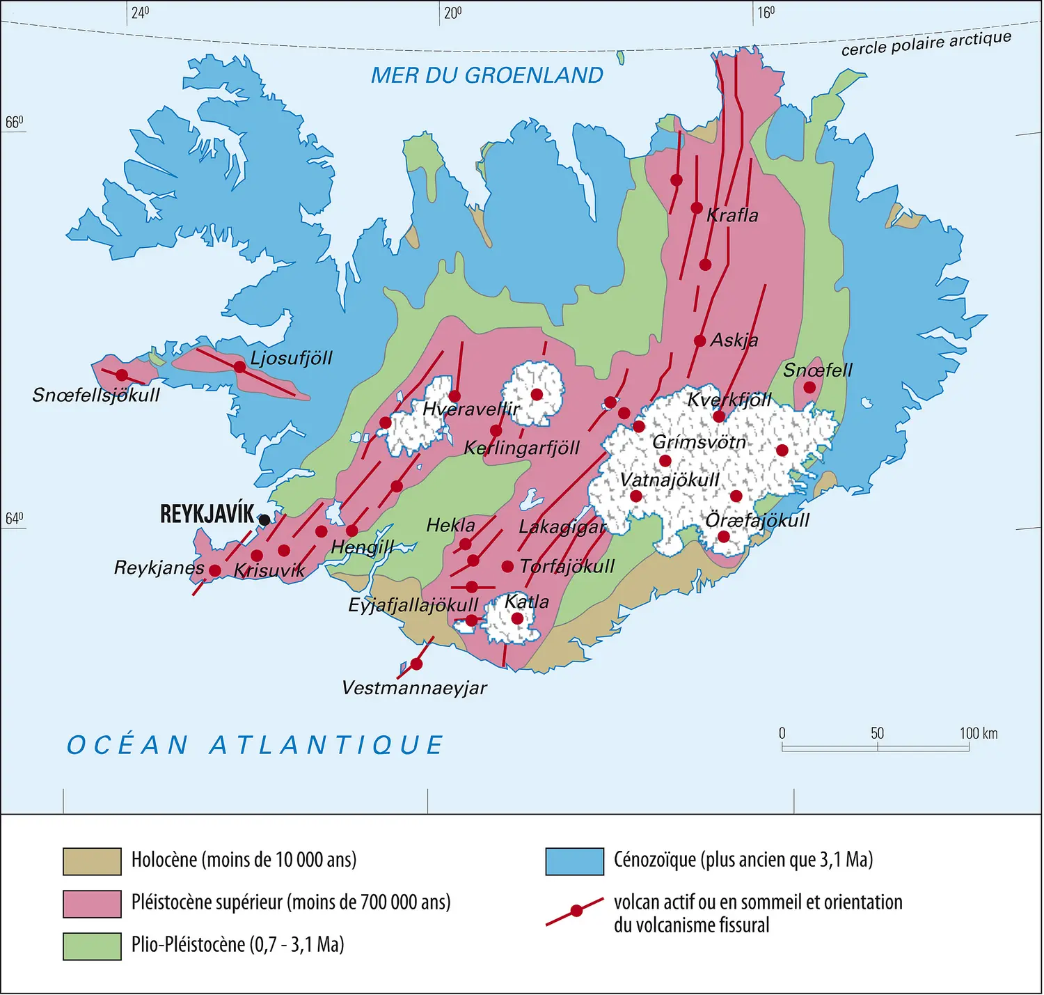 Carte géologique de l'Islande