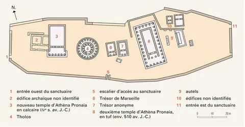 Sanctuaire d'Athèna Pronaia, Delphes - crédits : Encyclopædia Universalis France