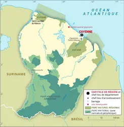 
			Guyane [France] : carte administrative
		 - crédits : Encyclopædia Universalis France
