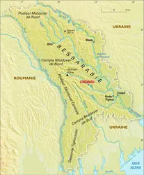 Moldavie : carte physique - crédits : Encyclopædia Universalis France