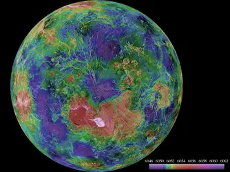 Vénus : topographie de l'hémisphère Nord - crédits : Courtesy NASA / Jet Propulsion Laboratory