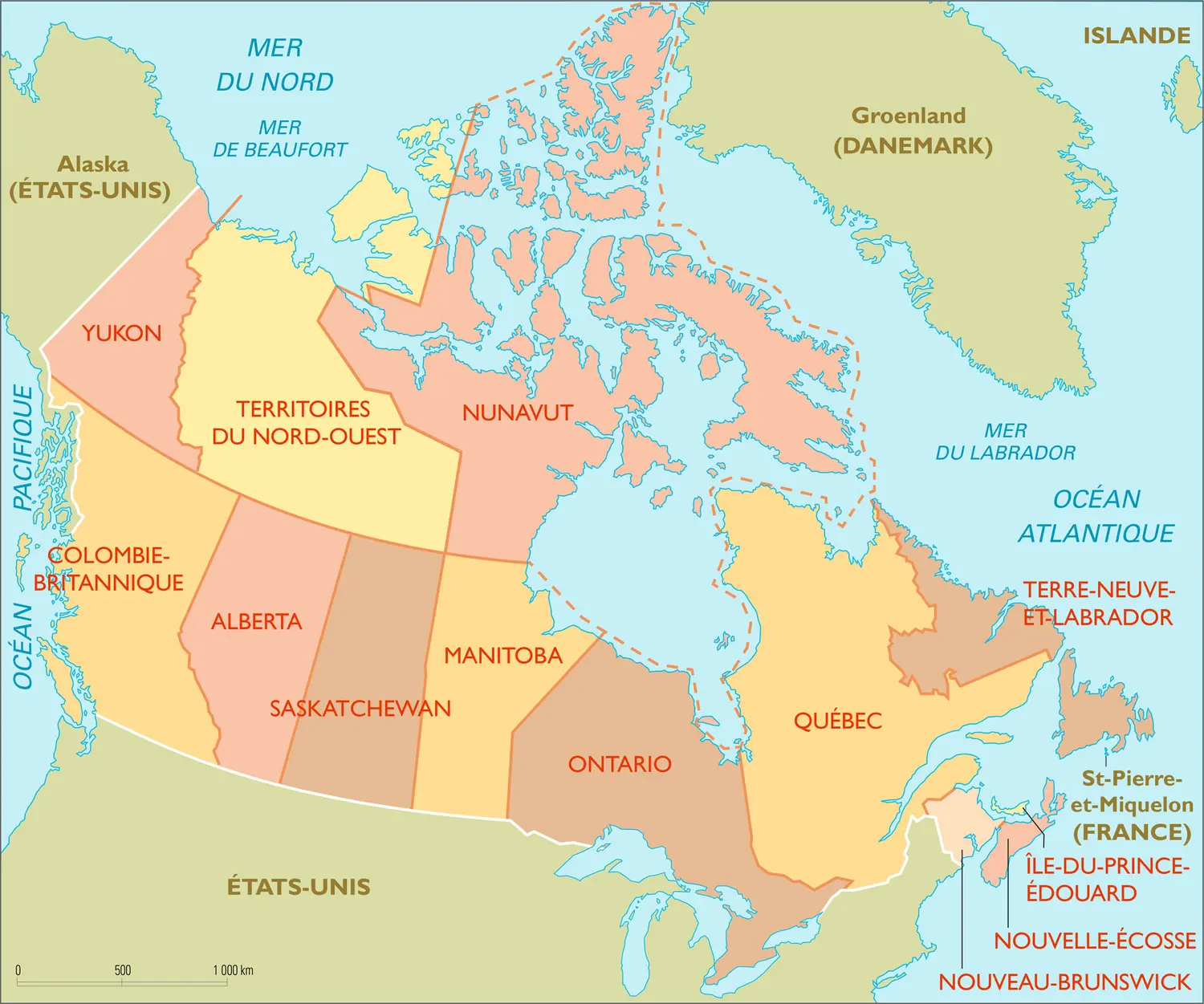 Canada : découpage administratif en 10 provinces et 3 territoires