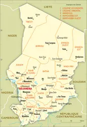 Tchad : carte administrative - crédits : Encyclopædia Universalis France