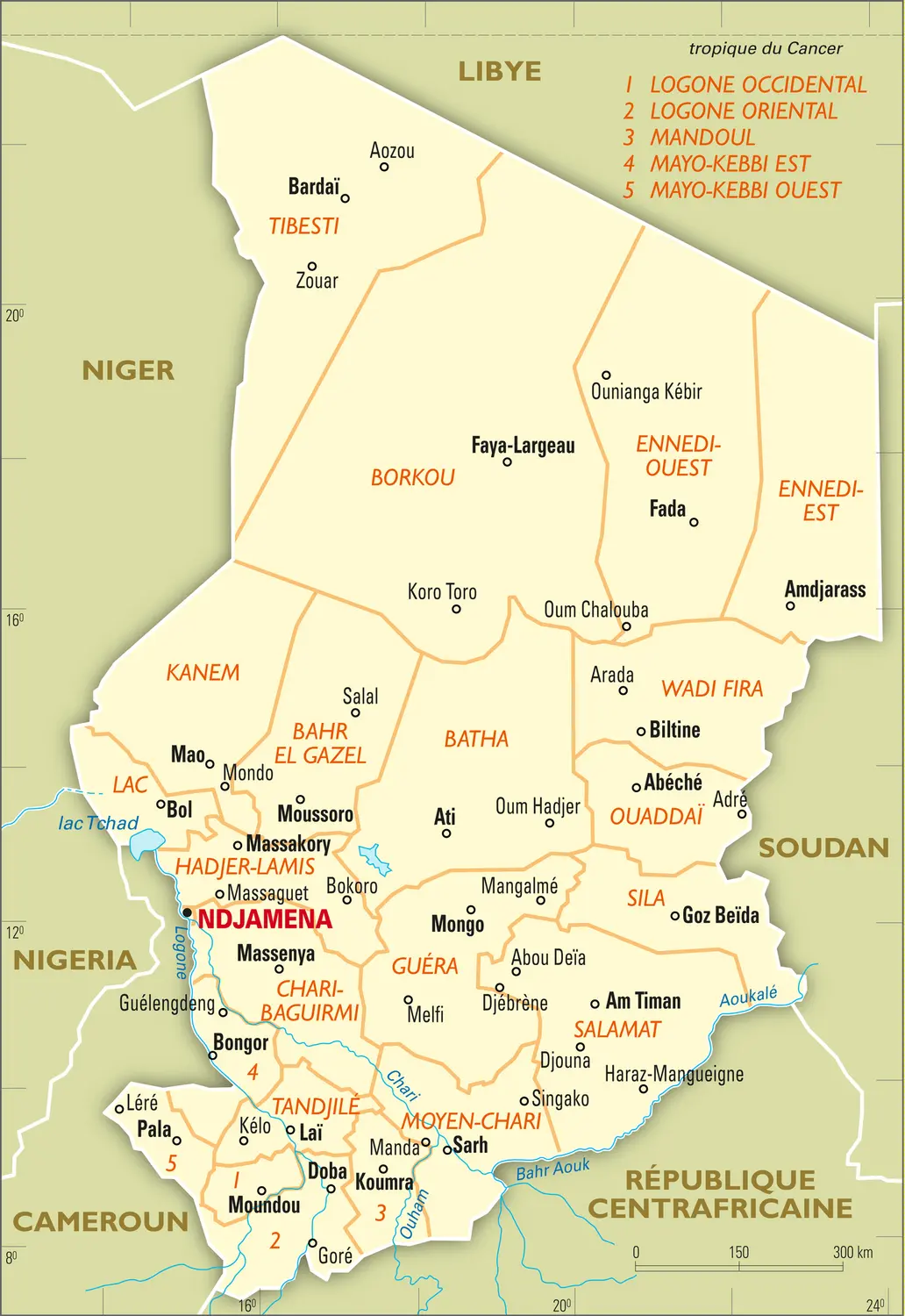 Tchad : carte administrative