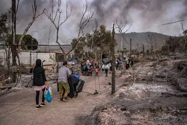 Incendie du camp de Moria, 2020 - crédits : Nicolas Economou/ NurPhoto/ AFP