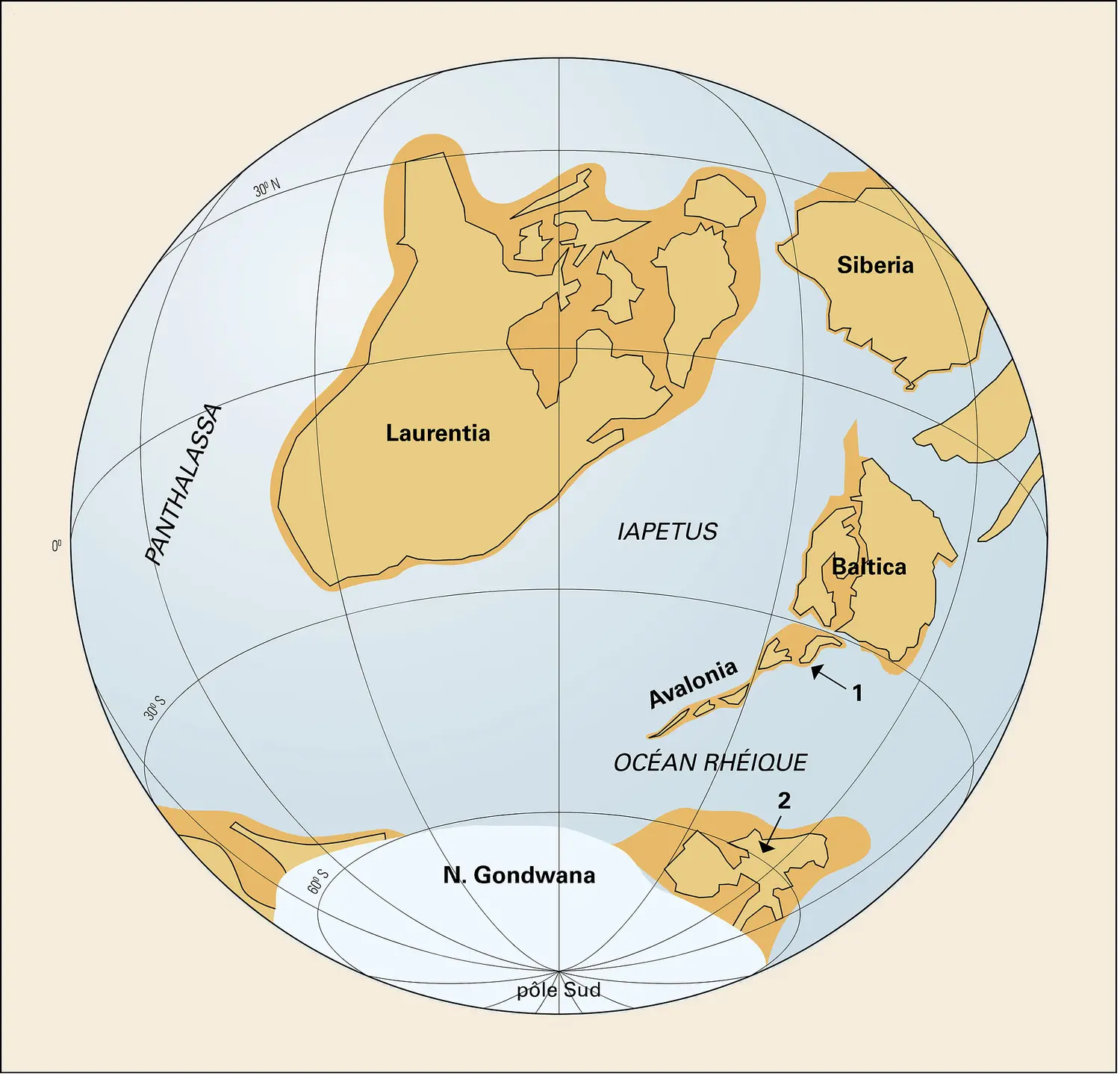 Évolution géodynamique des chaînes varisques, avec indication de la France