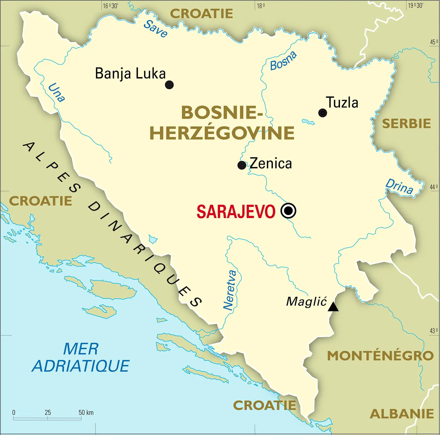 Bosnie-Herzégovine : carte générale