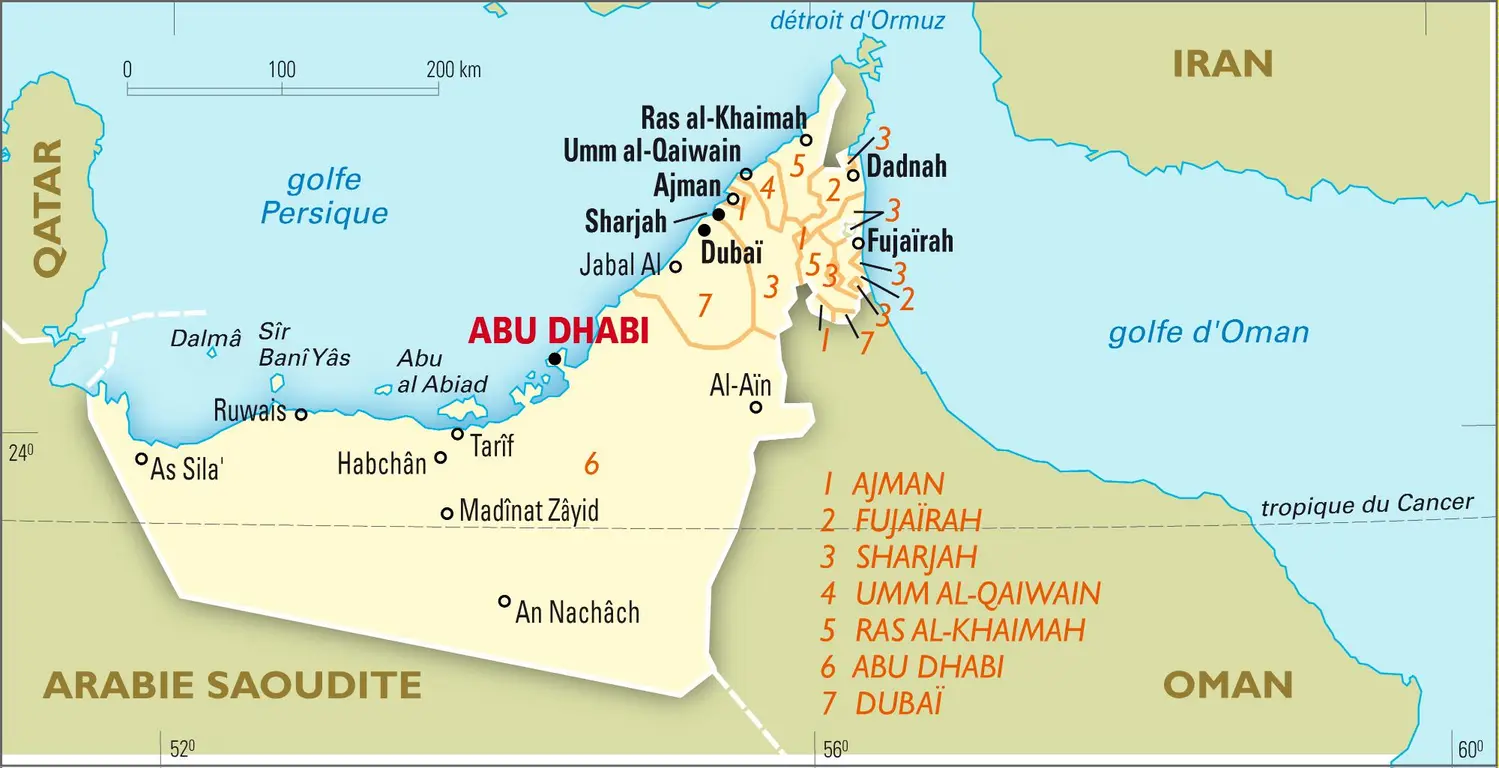 Émirats arabes unis : carte administrative