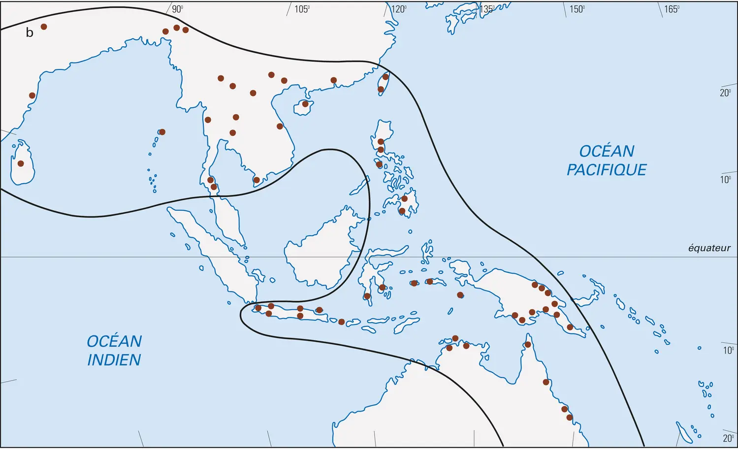 Extension géographique de deux variétés de climat de mousson en Asie du Sud-Est - vue 2