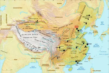 Chine : carte physique - crédits : Encyclopædia Universalis France