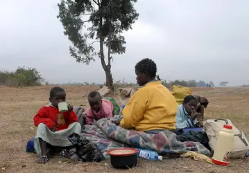 Kikuyu en fuite, 2007 - crédits : Simon Maina/ AFP