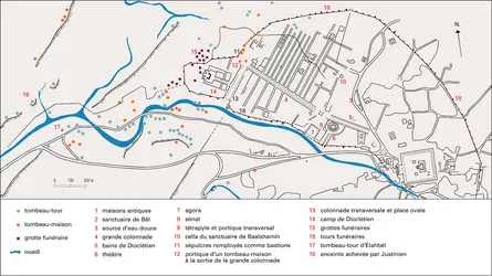 Palmyre : plan - crédits : Encyclopædia Universalis France