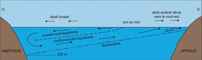 Courant et contre-courant équatoriaux - crédits : Encyclopædia Universalis France