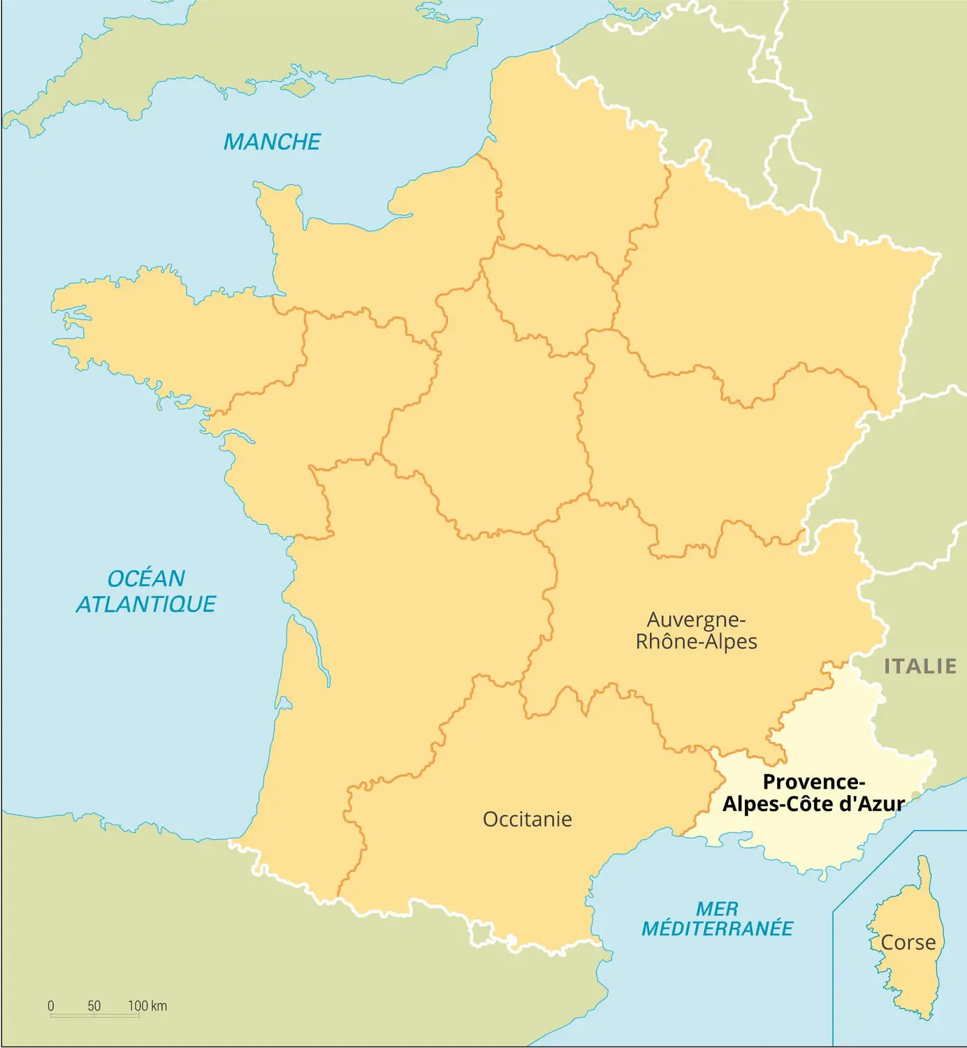 Provence-Alpes-Côte d'Azur : carte de situation