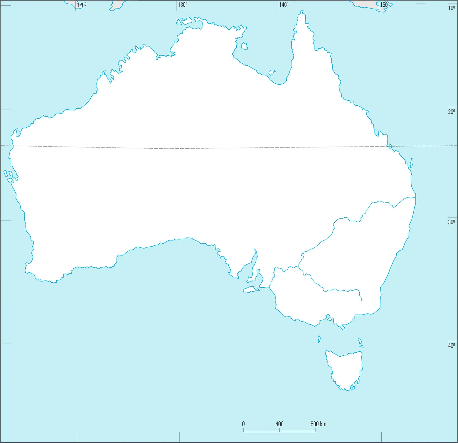 Carte Australie vierge, Carte vierge de l'Australie