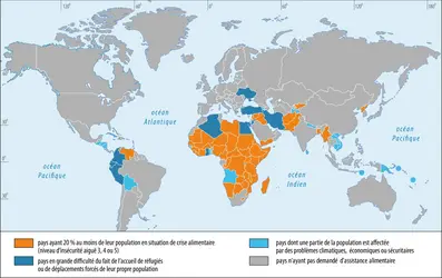 Pays en situation de crise alimentaire - crédits : Encyclopædia Universalis France