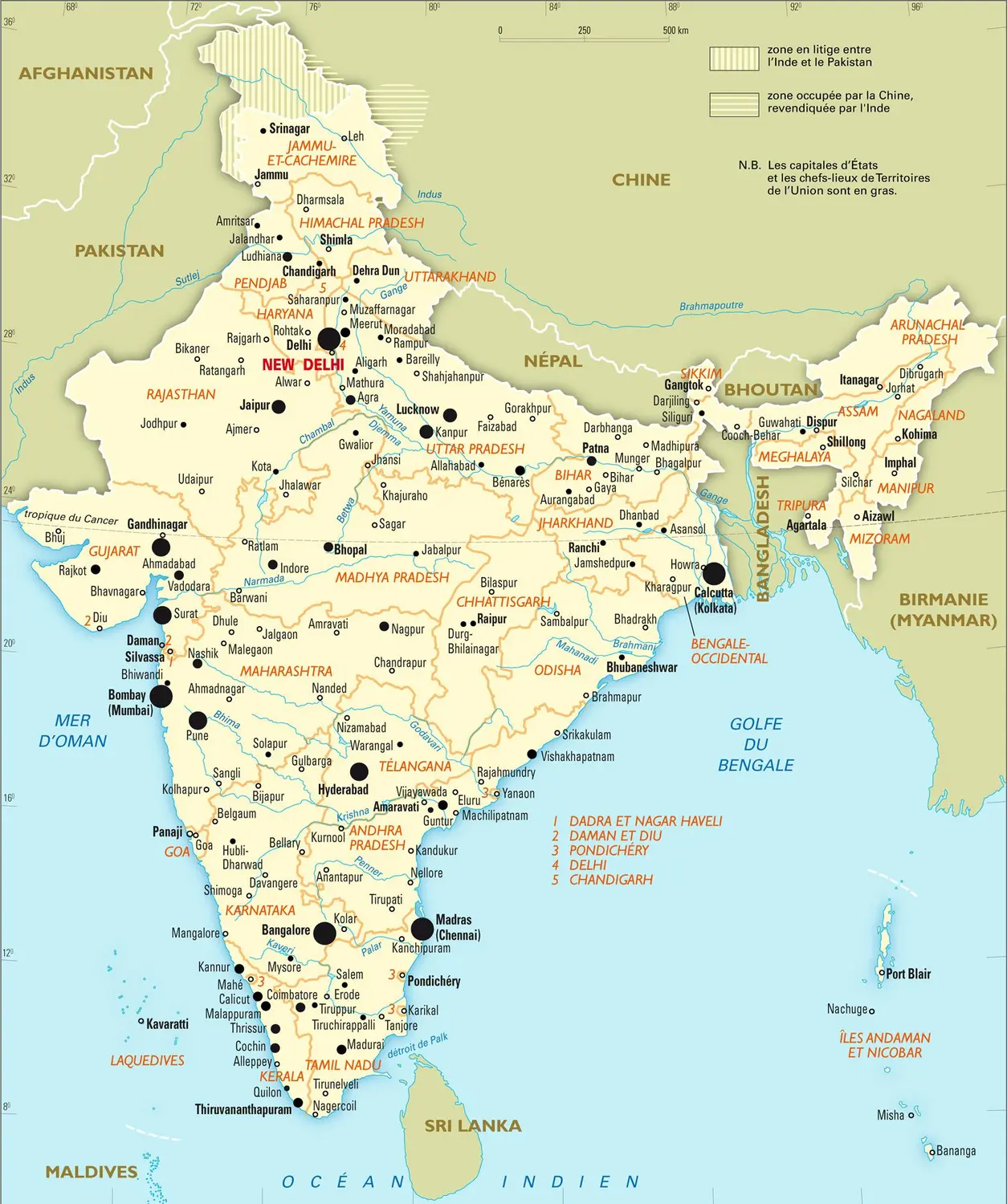 Inde : carte administrative