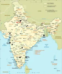 Inde : carte administrative - crédits : Encyclopædia Universalis France