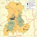 Auvergne : carte administrative&nbsp;avant réforme - crédits : Encyclopædia Universalis France