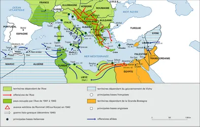 Seconde Guerre mondiale, guerre en Méditerranée, 1940-1943 - crédits : Encyclopædia Universalis France