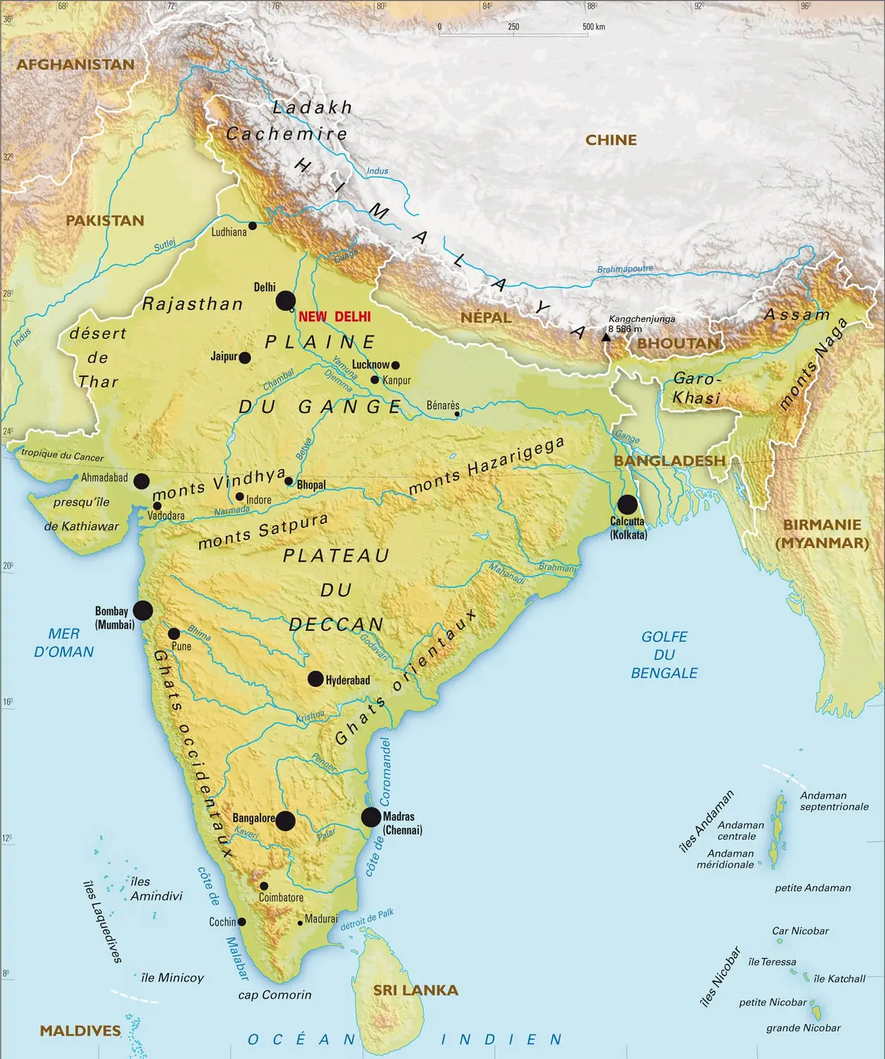 Inde : carte physique