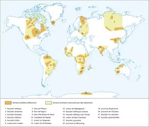 Grandes provinces archéennes - crédits : Encyclopædia Universalis France