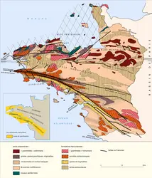 Massif armoricain : esquisse géologique - crédits : Encyclopædia Universalis France