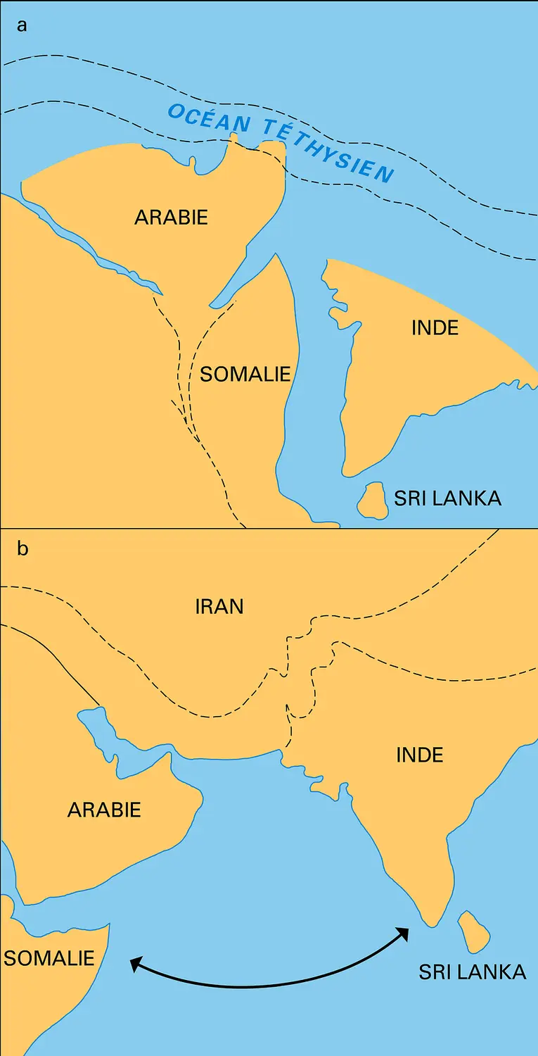 Sous-continent indien au Crétacé inférieur