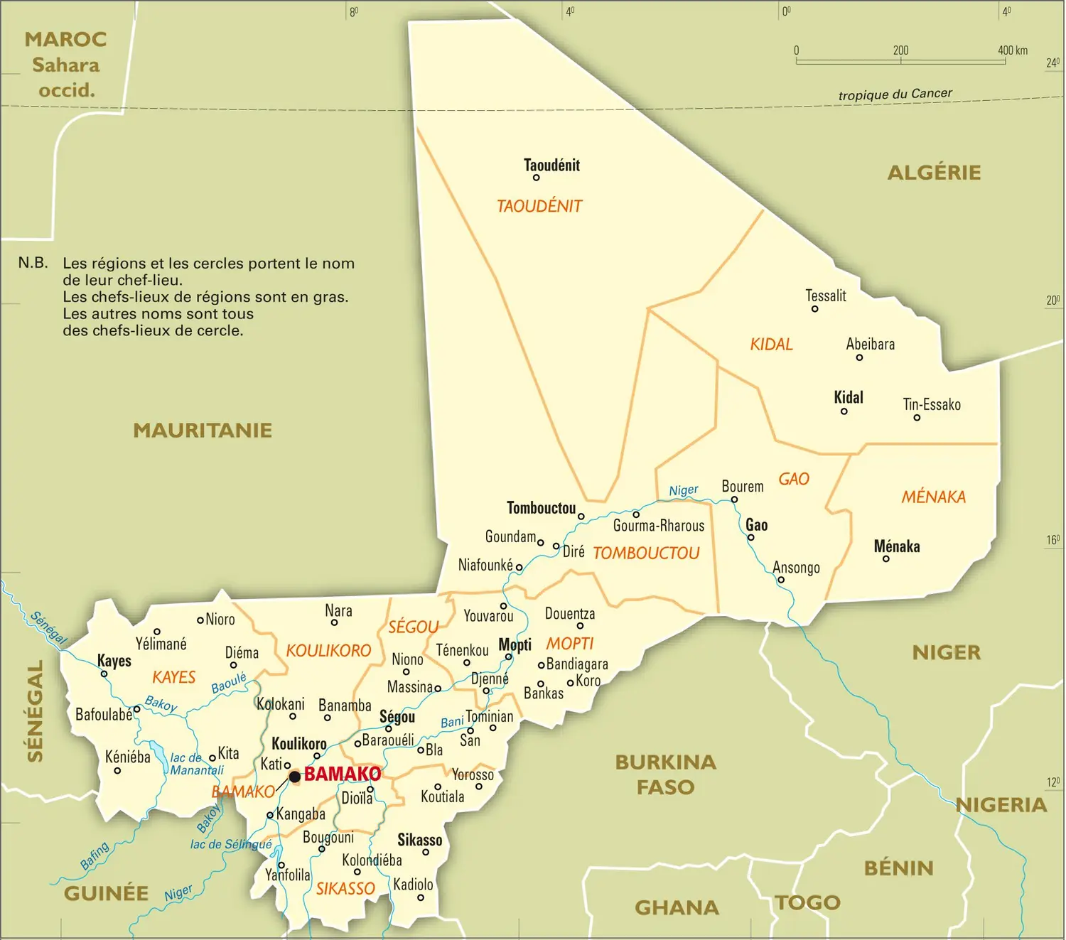 Mali : carte administrative