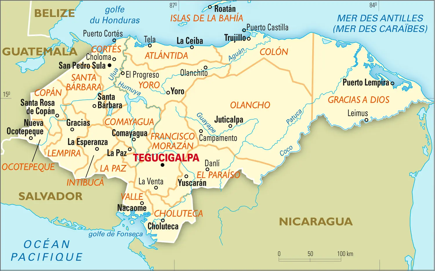 Honduras : carte administrative