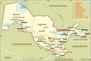 Ouzbékistan : carte administrative - crédits : Encyclopædia Universalis France