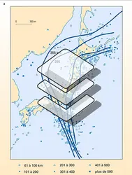 Archipel japonais : foyers sismiques - crédits : Encyclopædia Universalis France