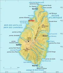 Sainte-Lucie : carte physique - crédits : Encyclopædia Universalis France