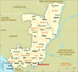 Congo (République du) : carte administrative - crédits : Encyclopædia Universalis France