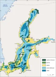 Baltique : relief et sédiments - crédits : Encyclopædia Universalis France