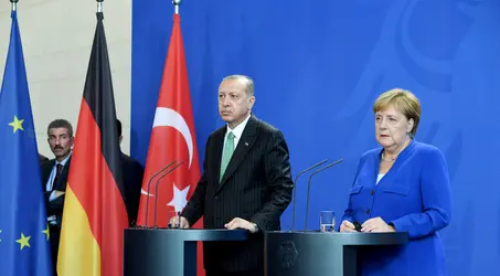 Recep Tayyip Erdogan et Angela Merkel, 2018 - crédits : Clemens Bilan/ EPA-EFE