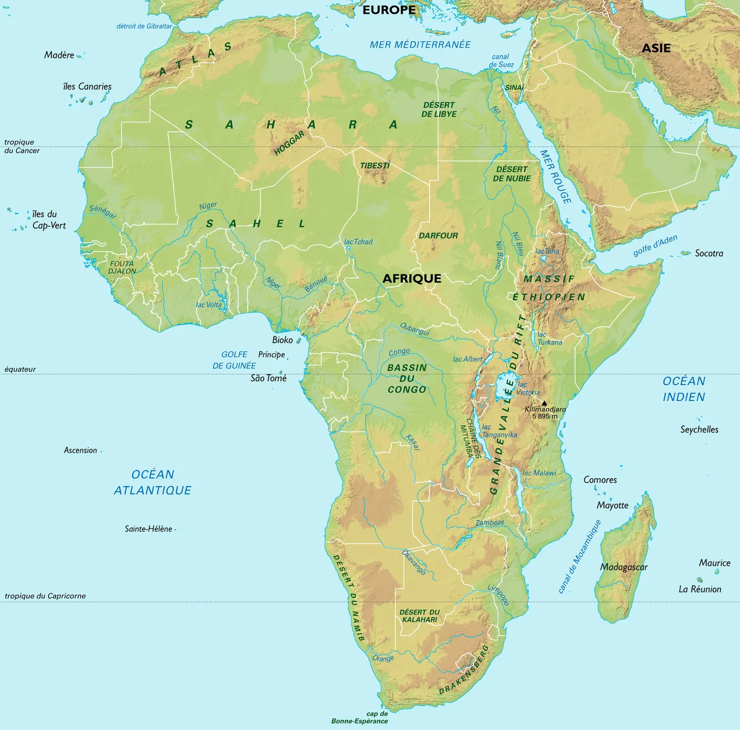 Afrique : carte physique