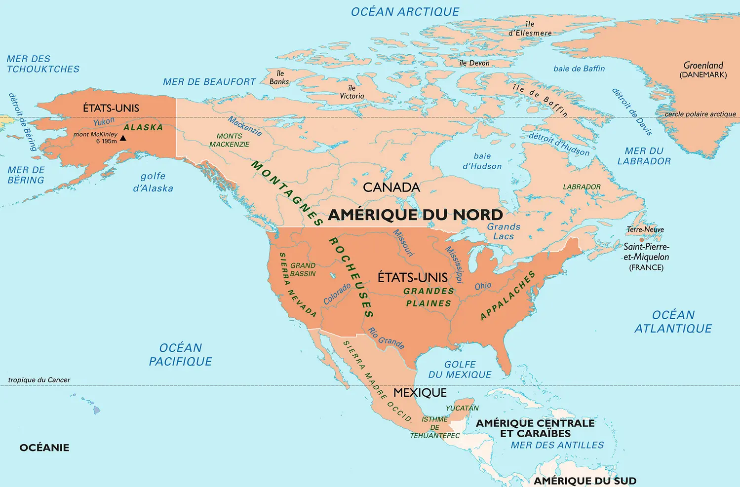 Amérique du Nord : carte générale