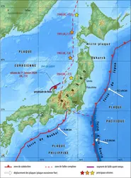 Contexte tectonique du séisme de la péninsule de Noto (Japon) - crédits : Encyclopædia Universalis France