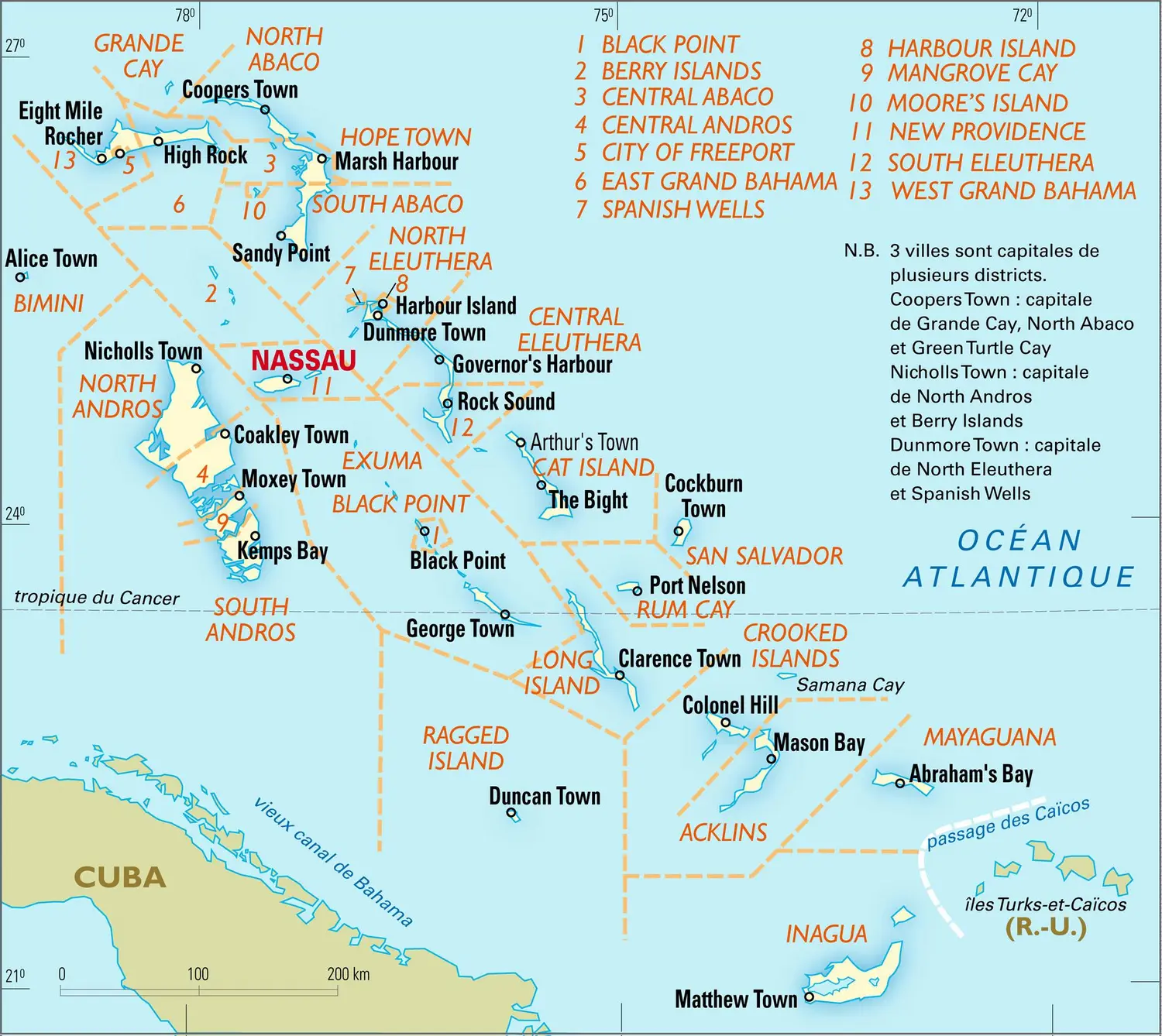 Bahamas : carte administrative